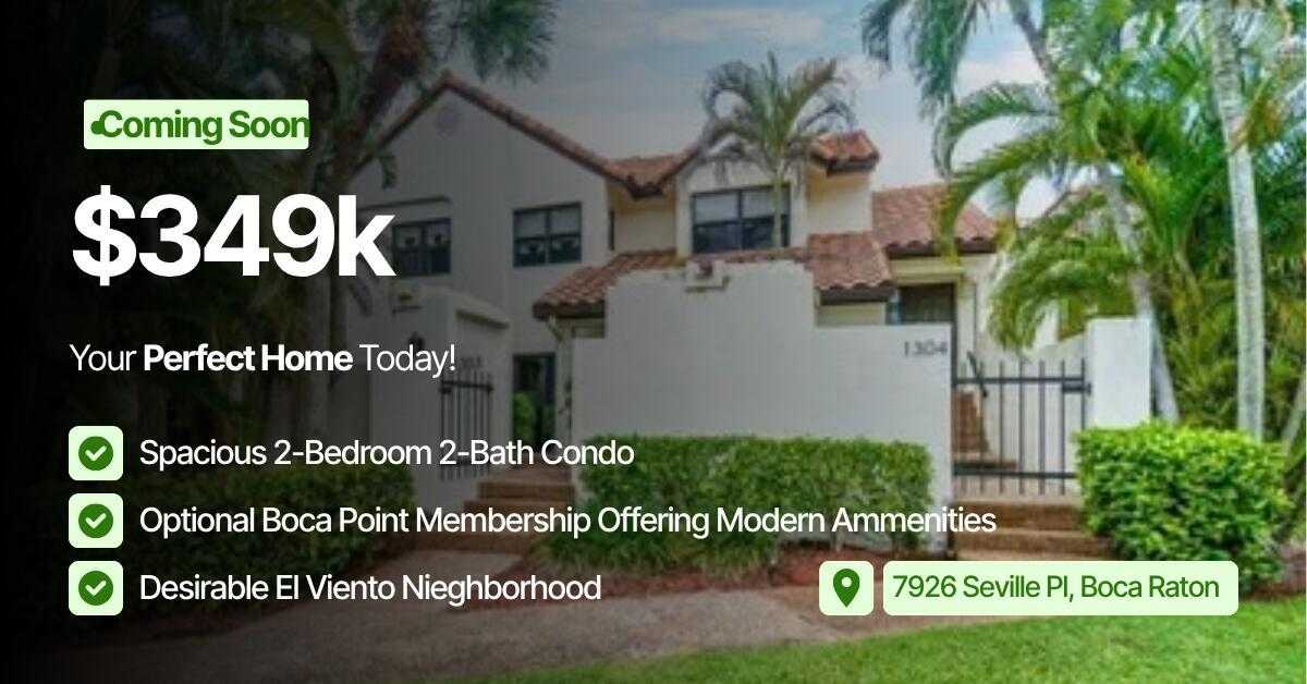 7926 Seville Place APT 2002 Boca Raton Florida United States, for Sale, residential, Pierre J Denis, Realty 100