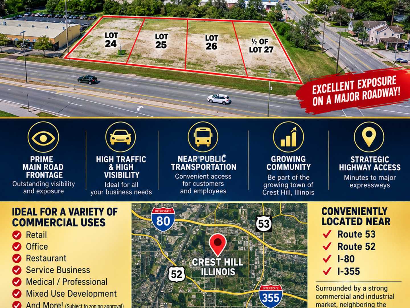 N 24,25,26,1/2 N LOT 27 Broadway Street N Crest Hill Illinois United States, for Sale, commercial,  , Alpha 7 Realty